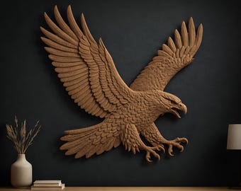 Eagle STL File CNC Wood carving, Wildlife Sculpture, Bird Relief Decor