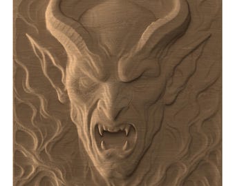 Demon Head - STL file CNC woodcarving