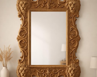 Lion Frame STL-bestand CNC-houtsnijwerk, router, 3D-print, Digitale download, Instant