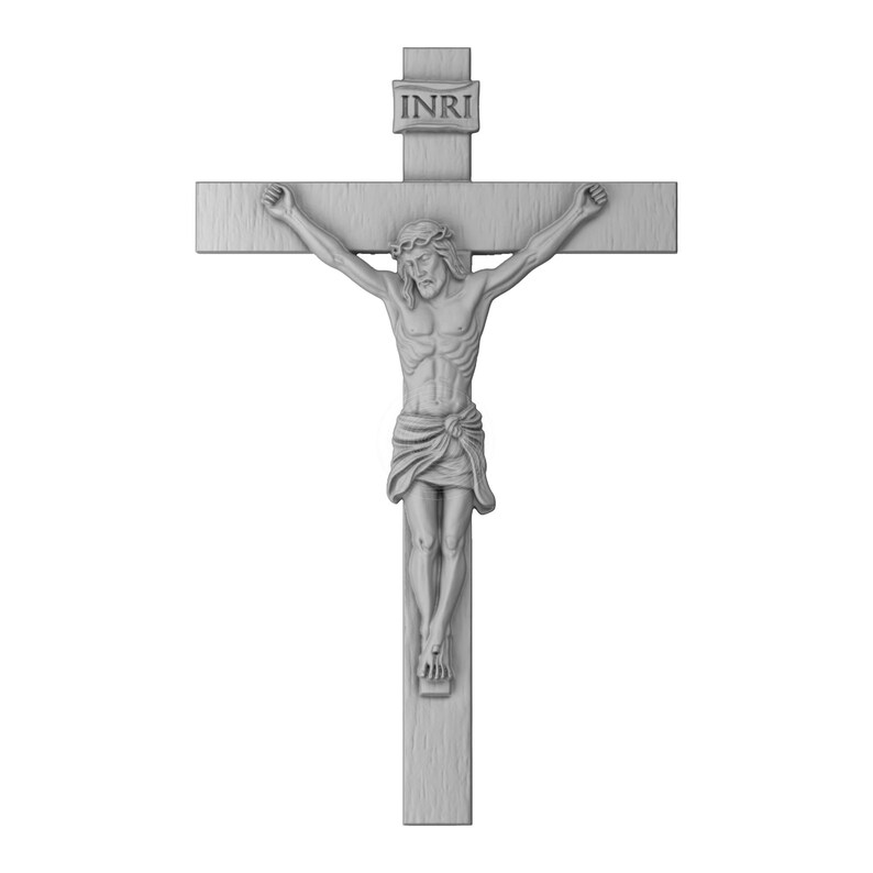 Inri Cross Inscription Design INRI Jesus Christian Cross STL File – CNC Wood Carving & 3D Printing ...
