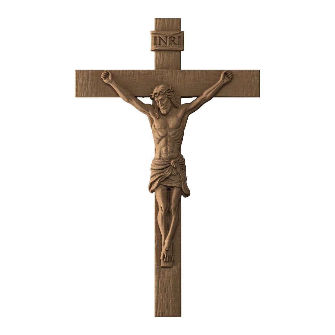 Inri Vector File INRI Jesus Christian Cross STL File – CNC Wood Carving & 3D Printing ...