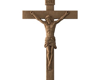 INRI Jesus Christian Cross STL File – CNC Wood Carving & 3D Printing  (Digital Download)