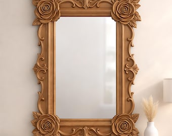 Rose Frame STL-bestand CNC-houtsnijwerk, router, 3D-print, Digitale download, Instant