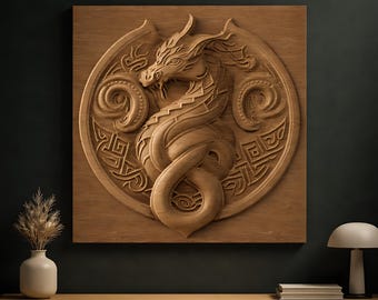 Celtic Dragon STL file CNC woodcarving fire animal mythical castle