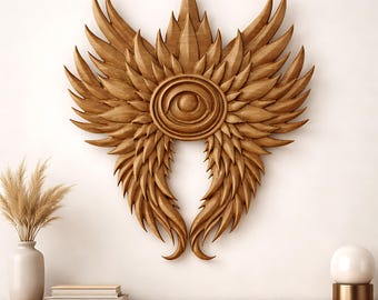 Eye with Angel Wings STL File CNC Wood Carving Relief & 3D Printing, Digital download
