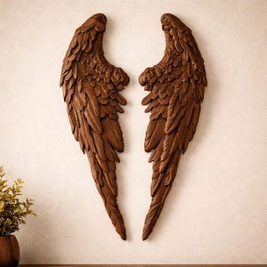 Engelsflügel STL CNC Holzschnitzerei | Himmlisches Dekor, Federflügelkunst, vom Himmel inspiriertes Handwerk