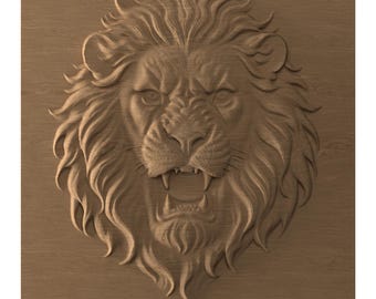 Lion Head STL Model CNC Carving & 3D Printing, Digital Download