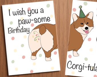 Corgi birthday card