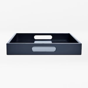 Velvet Matte Ottoman Tray: Dark Blue Modern Coffee Table Decor