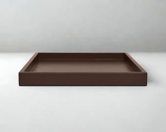 Handcrafted Dark Brown Ottoman Tray, Velvet Matte Finish