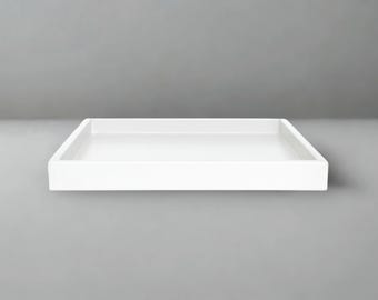 14 X 10 Ottoman Tray, Velvet Matte Finish, Modern Coffee Table Tray, Decorative Rectangle Catchall, Shallow Rectangle Catchall Tray