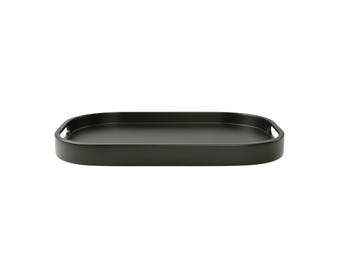 Black Ottoman Tray with Handles - Velvet Matte Finish