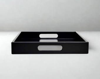 20 X 14 Rectangle Tray with Handles, Velvet Matte Finish, Modern Coffee Table Tray, Decorative Catchall, Shallow Rectangle Catchall Tray