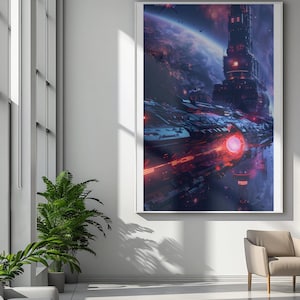Digital Poster – Futuristic Cyberpunk City – Space Art Wall Decor – Printable Wall Art