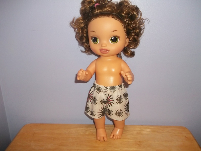 Baby 12 inch Alive doll shorts white with flowers on them
