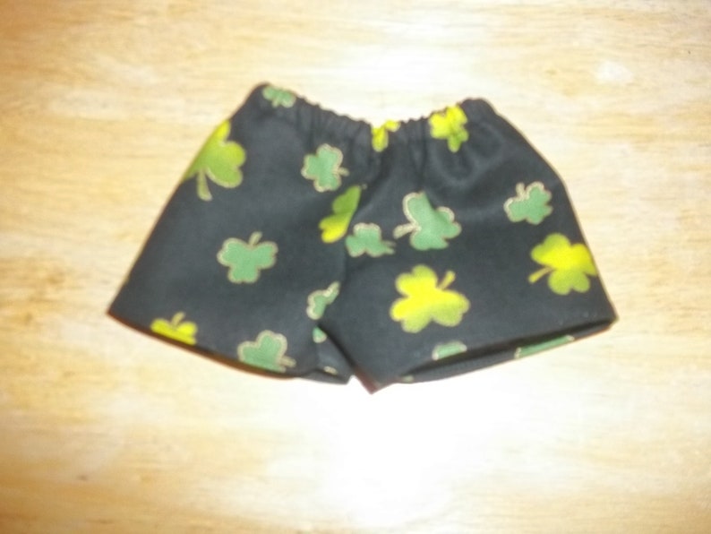 Baby 12 inch Alive doll shorts black with green clovers