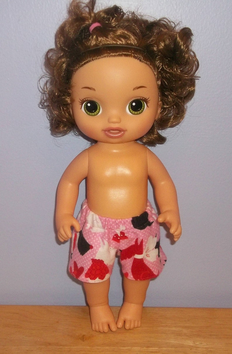 Baby 12 inch Alive doll shorts pink with dogs on them