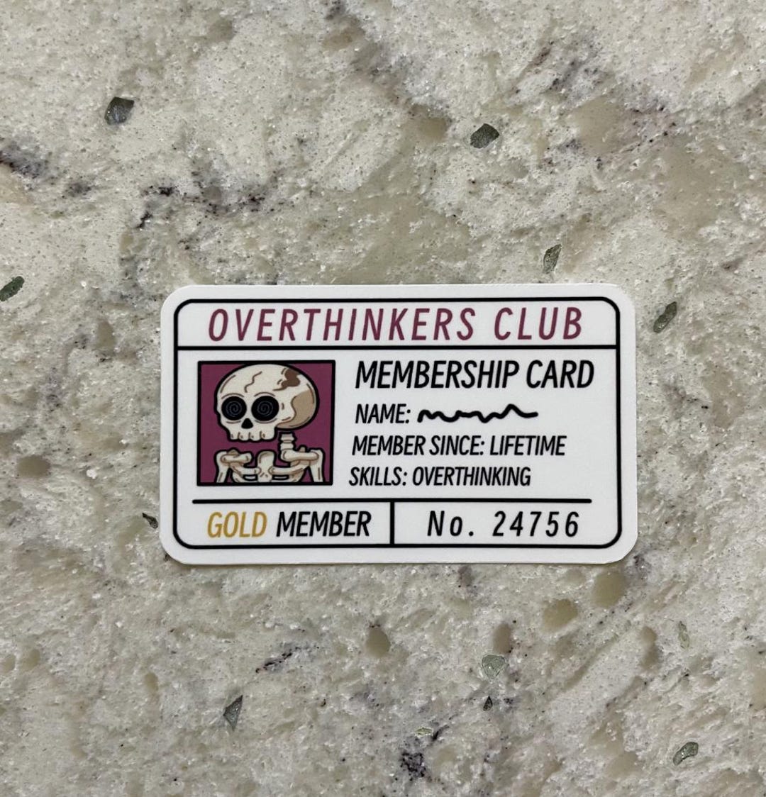 Overthinking Card Overthinking Membership Card Sticker L Gloss or Holographic L ...
