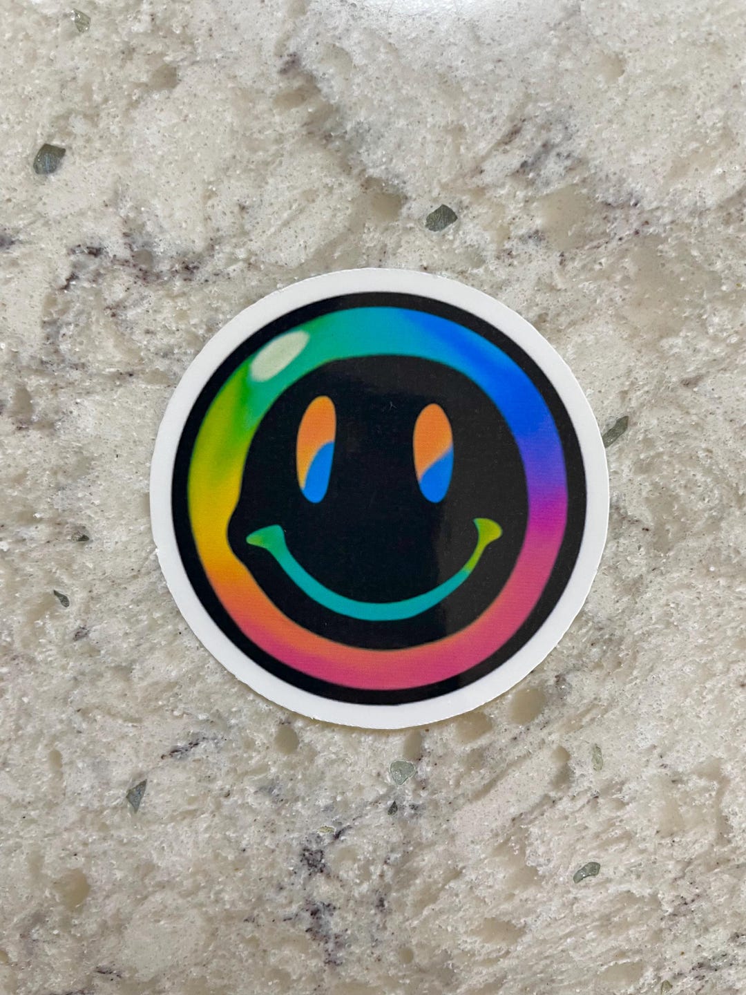 Singmaster Inverted Sticker Inverted Trippy Smiley Face Sticker L Gloss or Holographic Laminate L ...