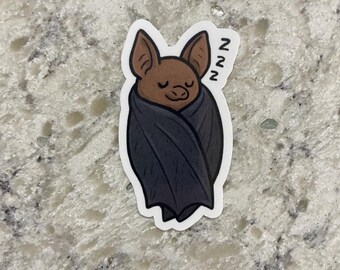 Sleeping Bat Sticker l Gloss or Holographic Laminate l Waterproof Decal