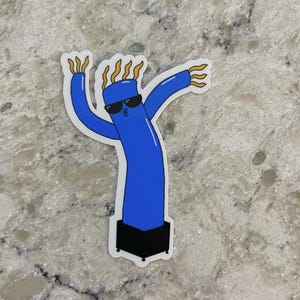 Wacky Inflatable Man Sticker l Gloss or Holographic Laminate l Waterproof Decal