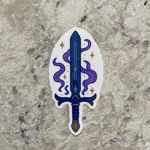 Enchanted Sword Sticker l Gloss or Holographic Laminate l Waterproof Decal