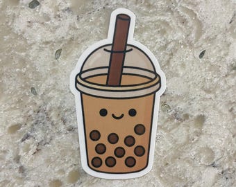 Boba Drink Sticker l Gloss or Holographic Laminate l Waterproof Decal