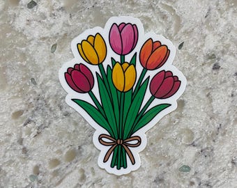 Tulip Flower Bunch Sticker l Gloss or Holographic Laminate l Waterproof Decal