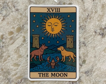 The Moon Tarot Card Sticker l Gloss or Holographic l Waterproof Decal