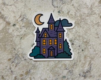 Spooky House Sticker l Gloss or Holographic Laminate l Waterproof Decal