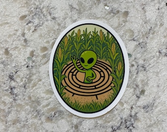 Alien Crop Circle Sticker l Gloss or Holographic Laminate l Waterproof Decal