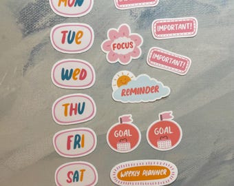 Daily Weekly Planner Sticker Bundle l Gloss or Holographic l Waterproof Decal