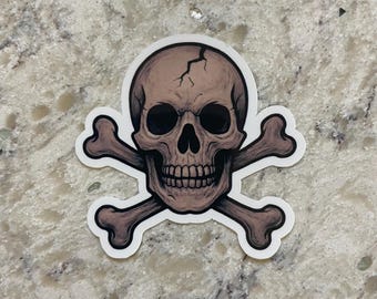 Skull & Crossbones Sticker l Gloss or Holographic Laminate l Waterproof Decal