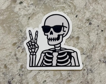 Skeleton Peace Sign Sticker l Gloss or Holographic Laminate l Waterproof Decal