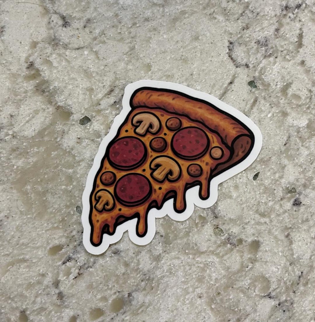 Slice Sticker Design Pizza Slice Sticker L Gloss or Holographic Laminate L Waterproof Decal ...