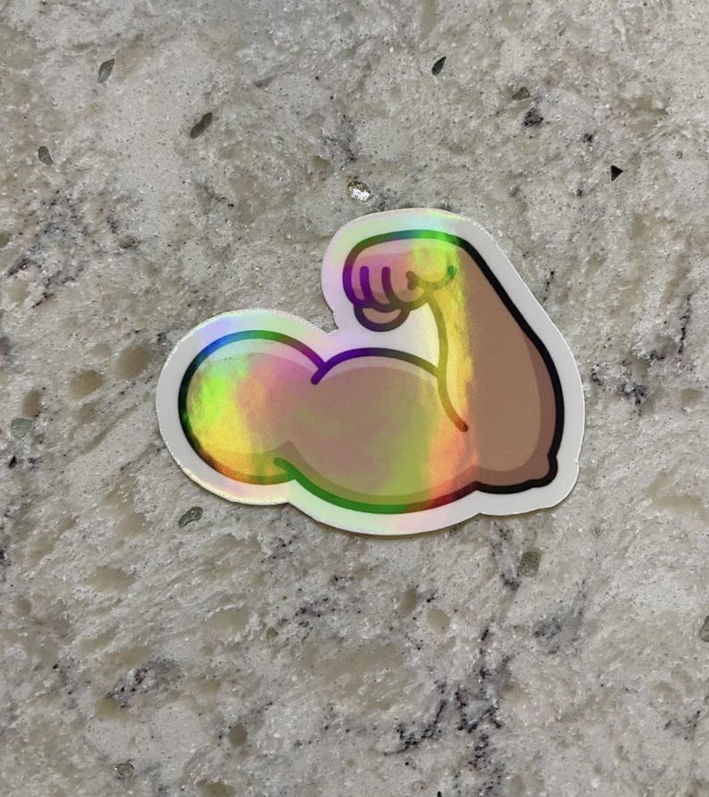 Flexing Arm Sticker L Gloss or Holographic Laminate L Waterproof Decal ...