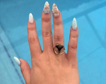 Fossilized Shark Tooth Ring: Gold-Tone Coastal Jewelry