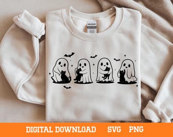 Ghost Cats Halloween SVG, Cricut Silhouette Designs (Digital Download)