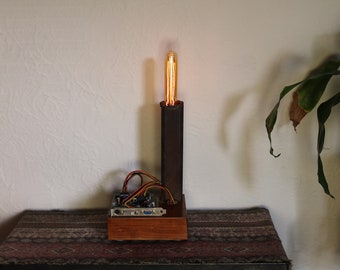 Recycled One of a Kind Rusty Metal Lamp With Vintage Style Light 116 - Unlimited Return Policy