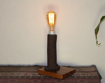 Recycled One of a Kind Rusty Metal Lamp With Vintage Style Light 75 - Unlimited Return Policy