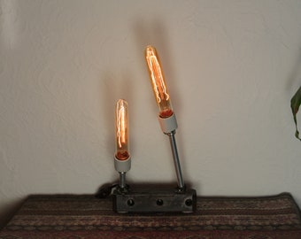 Recycled One of a Kind Rusty Metal Lamp With Vintage Style Light 97 - Unlimited Return Policy