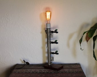 Recycled One of a Kind Rusty Metal Lamp With Vintage Style Light 129 - Unlimited Return Policy