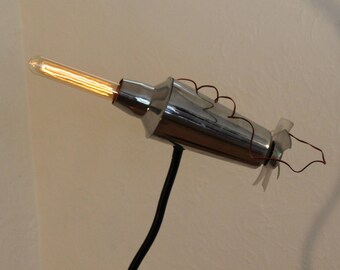 Cocktail Shaker Space Ship With Vintage Style Light Bulb