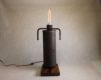 Recycled One of a Kind Rusty Metal Lamp With Vintage Style Light 55