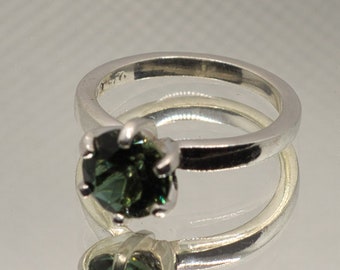 Dark Earth emerald and sterling ring.