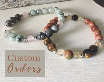 Custom Reiki Infused Gemstone Bracelet | Stackable Crystal Beaded Jewelry | Healing Energy Intention Bracelet