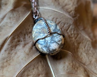 Picture Jasper Talisman Necklace | Grounding Stone | Earth Magic | Copper Wire Wrapped Crystal Pendant