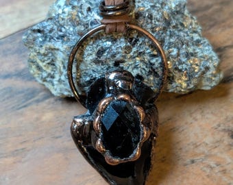 Obsidian Arrowhead Necklace with Copper Snake | Witchy Protection Jewelry