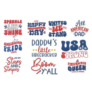 4th of July Embroidery Bundle, Patriotic Family Machine Embroidery Design, Independence Day USA, Firecracker Embroidery, PES DST Files