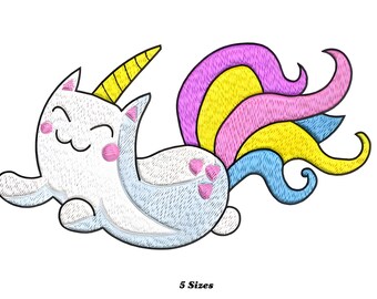 Lustige Caticorn Katze Stickmuster | Niedliches Tiermuster | Maschinenstickdatei Sofortiger digitaler Download